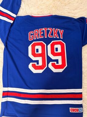 CCM Blue and Red Hockey Jersey with White Trim